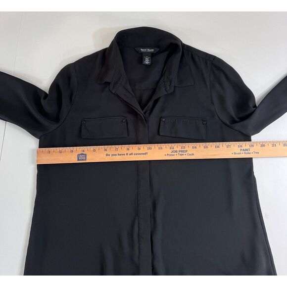 White House Black Market Women's Button Up Long Sleeve Blouse Black Size 4 - Picture 8 of 11